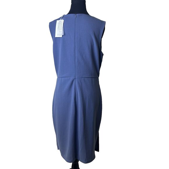 Grace Karin Women’s Ruched Sleeveless Sheath Dress L Blue Stretch Elegant New - Picture 2 of 11